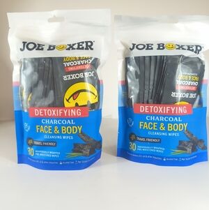 Joe Boxer Charcoal Cleansing Wipes 2 Pack Face & Body Detox NEW